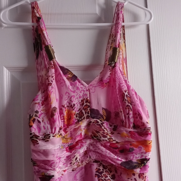 Silk cheetah and floral dress tailored dress(ice) - Picture 2 of 6